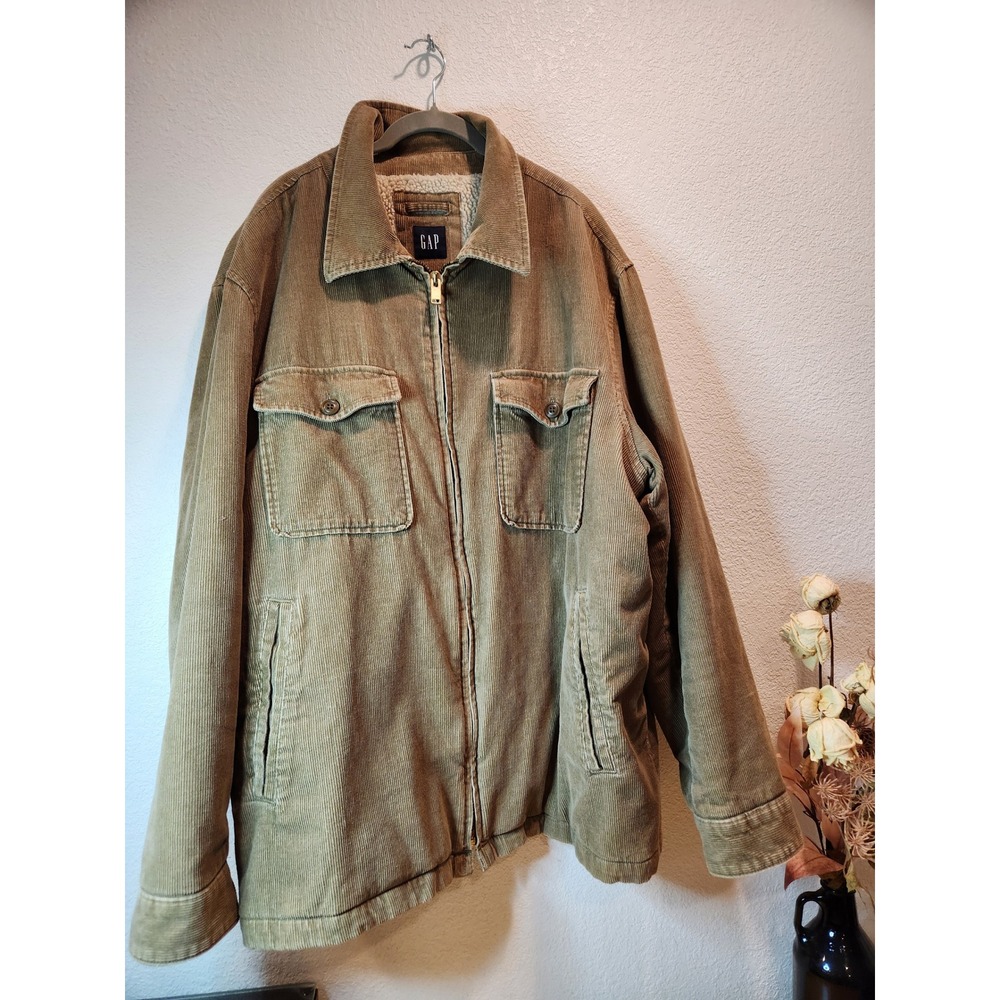 GAP XXL Corduroy Sherpa Lined chore barn‎ coat Jacket Tan Heavy Vintage Workwear